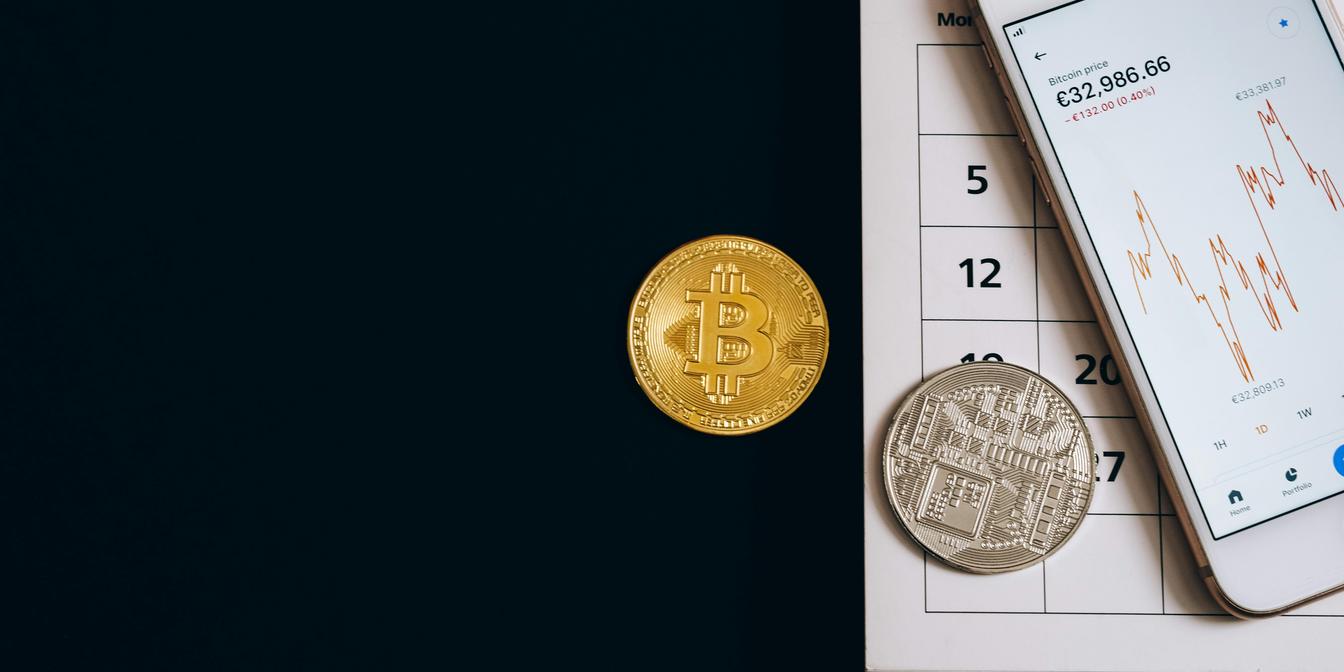 BTC price chart with macro headlines